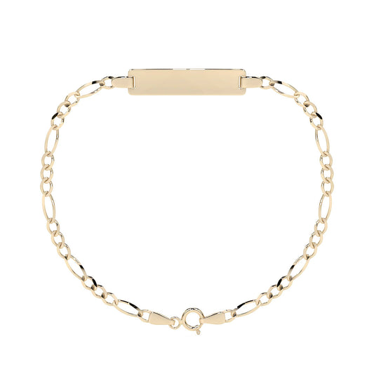 Pulsera Esclava de Oro 10K Estilo Fígaro 3x1 con Placa | Joyería Italiana