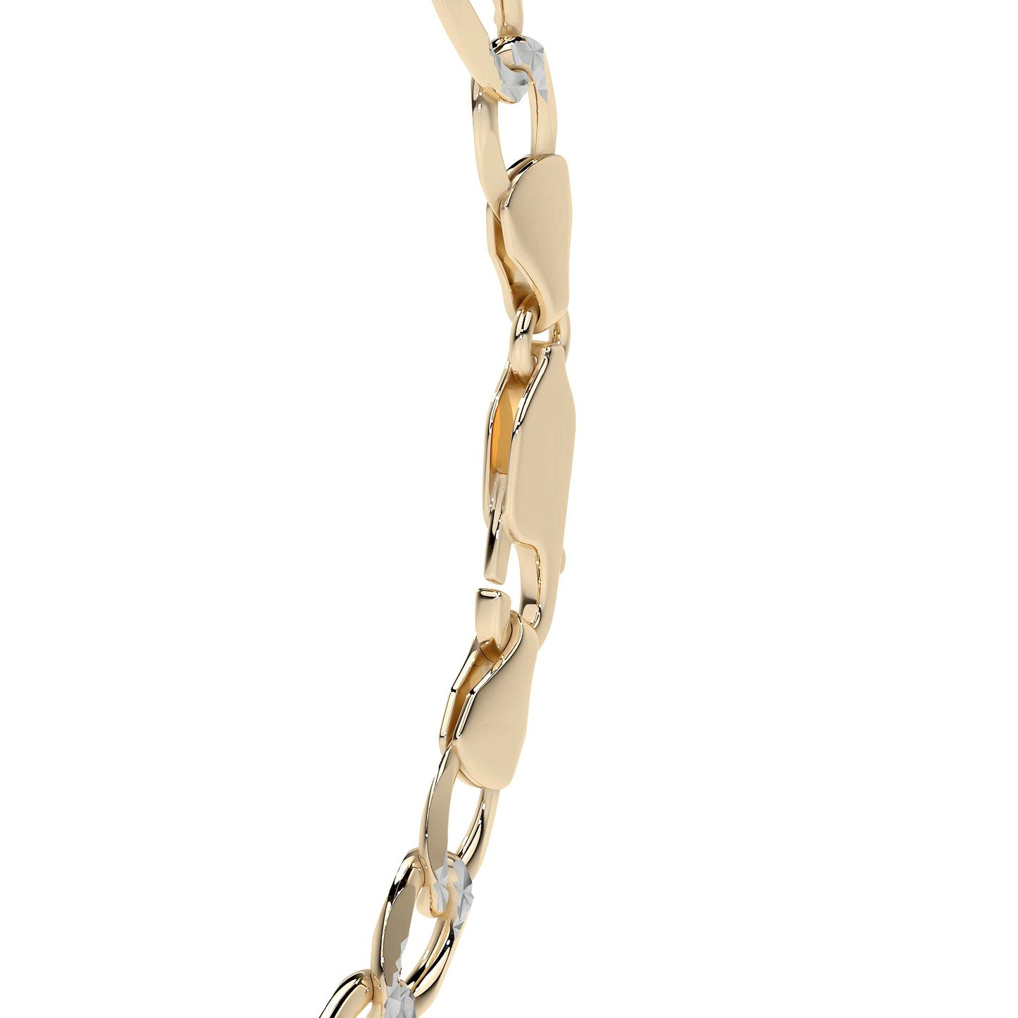 Pulsera de Oro 10K Estilo Fígaro 3x1 Pavé Italiano | Brazalete Sólido de Joyería Fina