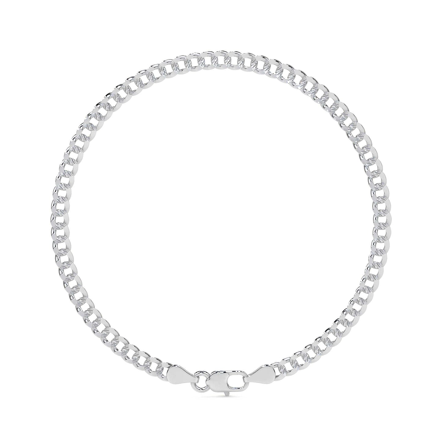 Pulsera De Plata 925 Barbarada 18cm Calibre 3.2mm Italiana