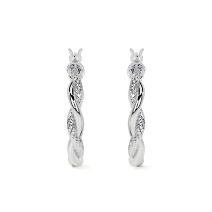 Arete Arracada Diamantada con tubos torcidos De Plata Ley 925 Para Mujer