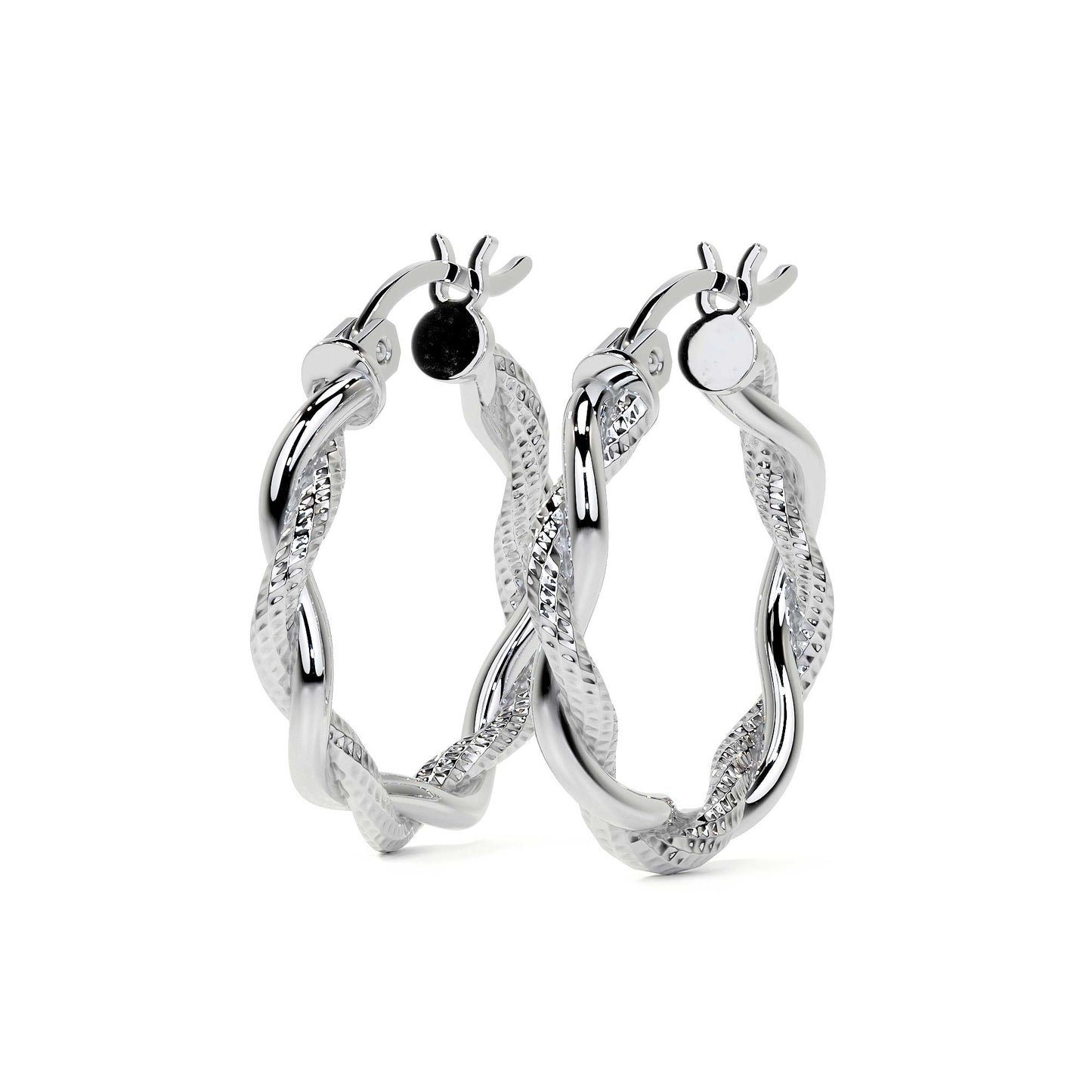 Arete Arracada Diamantada con tubos torcidos De Plata Ley 925 Para Mujer