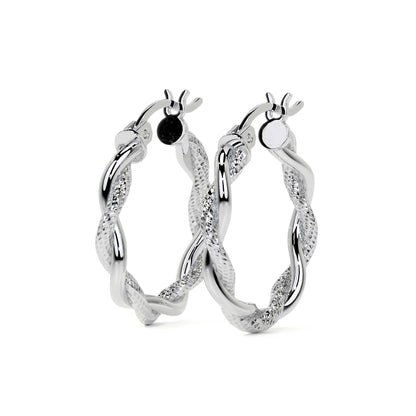 Arete Arracada Diamantada con tubos torcidos De Plata Ley 925 Para Mujer