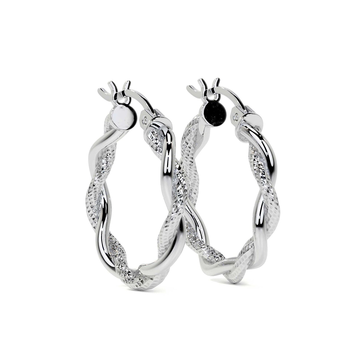 Arete Arracada Diamantada con tubos torcidos De Plata Ley 925 Para Mujer