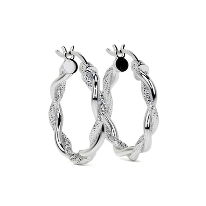 Arete Arracada Diamantada con tubos torcidos De Plata Ley 925 Para Mujer