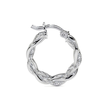 Arete Arracada Diamantada con tubos torcidos De Plata Ley 925 Para Mujer