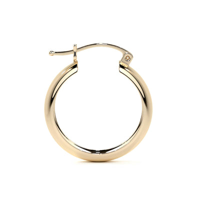 Arracada Bangle De Oro De 14k Lisa De 15mm, 6mm de Ancho