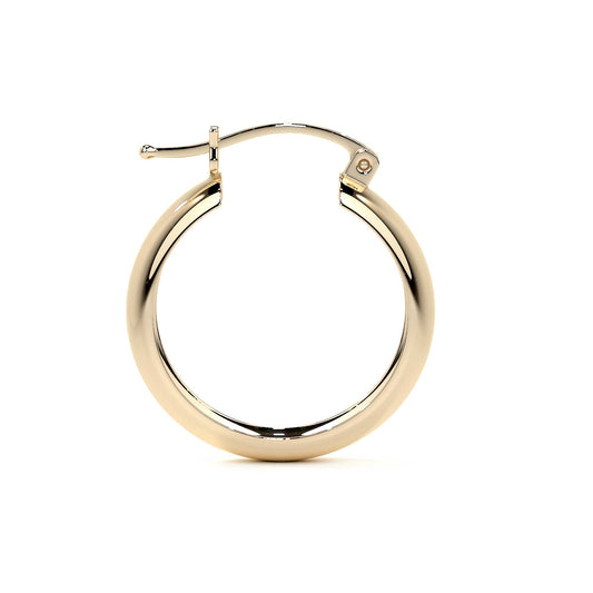 Arracada Bangle De Oro De 14k Lisa De 15mm, 6mm de Ancho