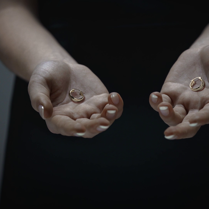 Arracada Bangle De Oro De 14k Lisa De 15mm, 6mm de Ancho