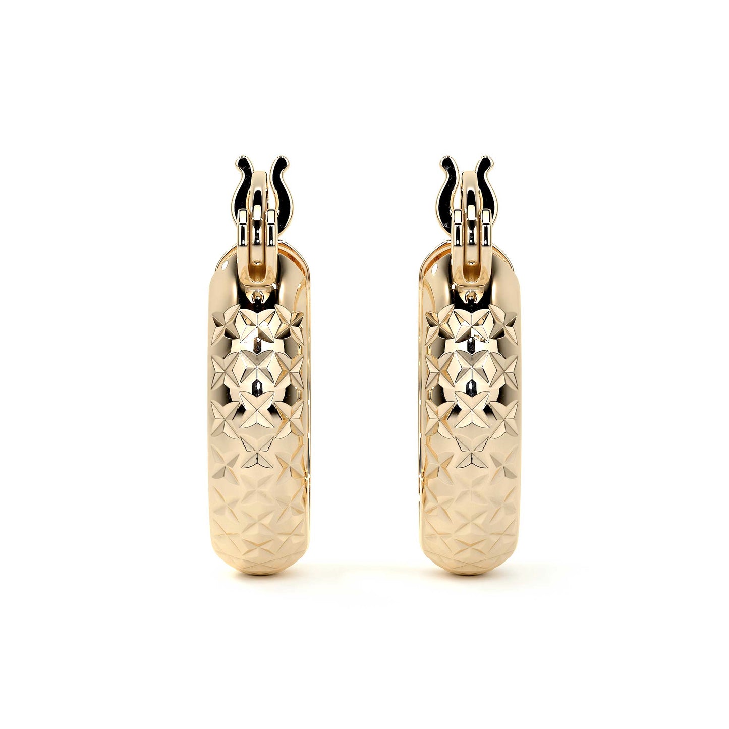 Arracada Diamantada Bangle De Oro 10k Estilo Panal, 4mm de Ancho