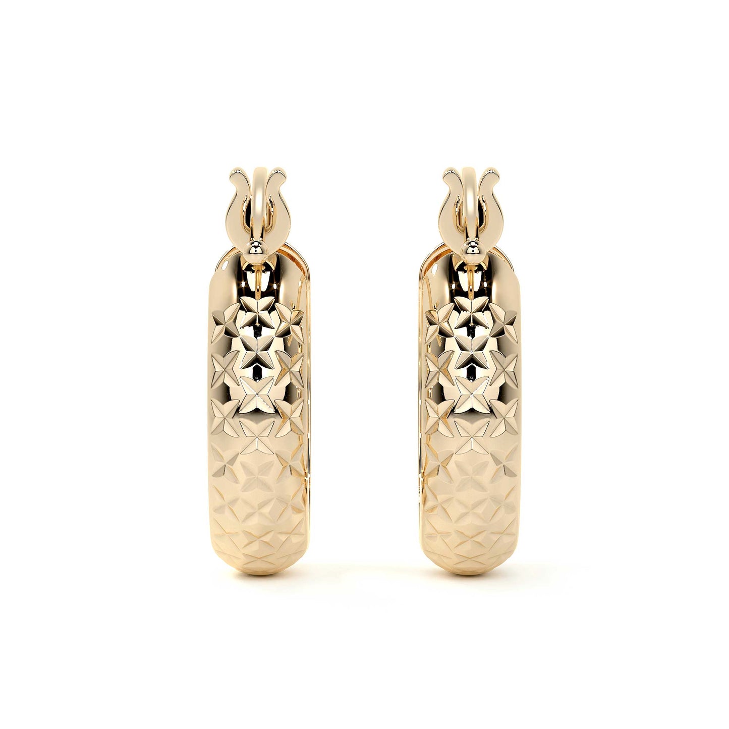 Arracada Diamantada Bangle De Oro 10k Estilo Panal, 4mm de Ancho