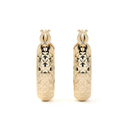 Arracada Diamantada Bangle De Oro 10k Estilo Panal, 4mm de Ancho