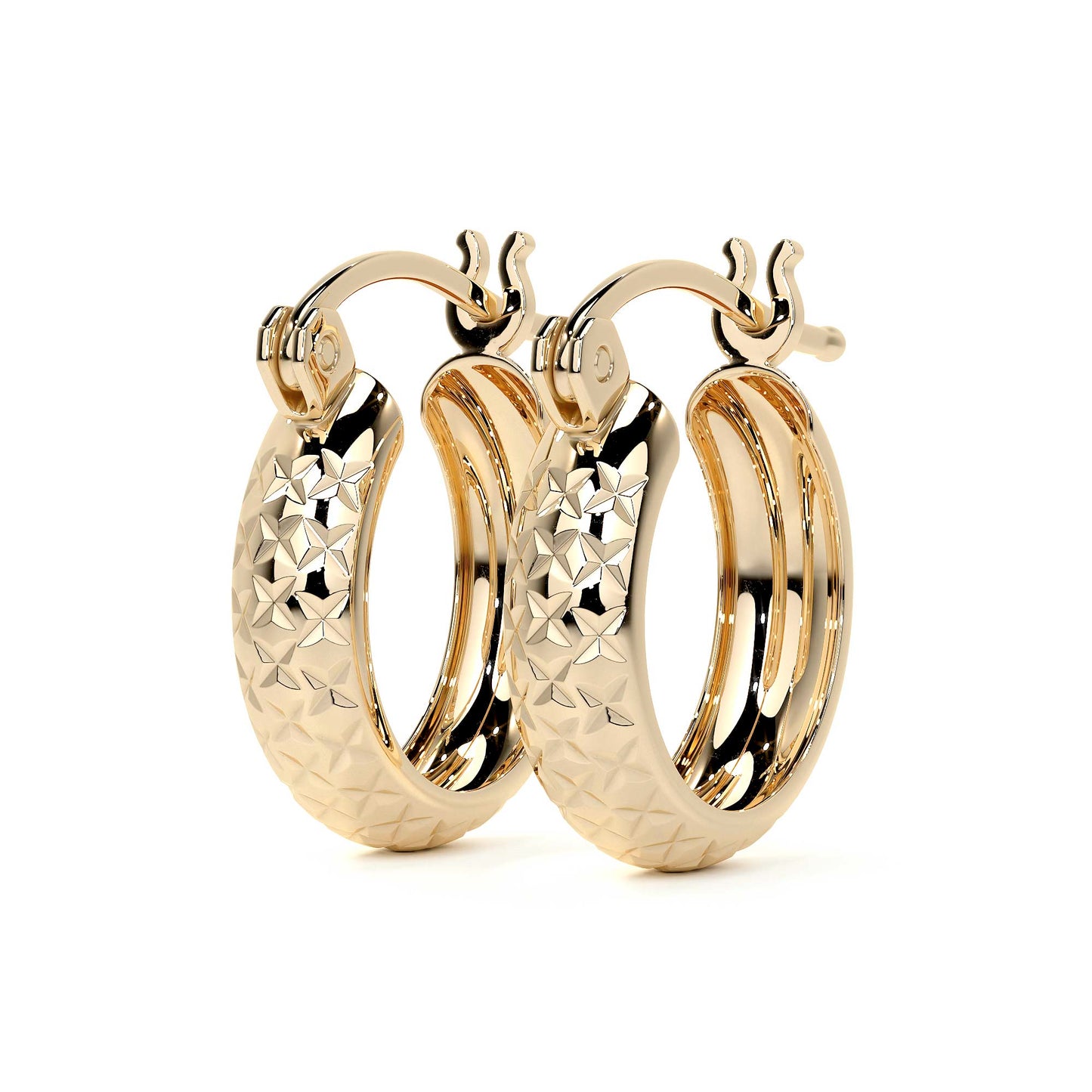 Arracada Diamantada Bangle De Oro 10k Estilo Panal, 4mm de Ancho