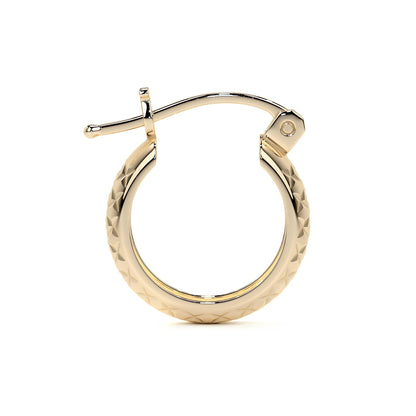 Arracada Diamantada Bangle De Oro 10k Estilo Panal, 4mm de Ancho