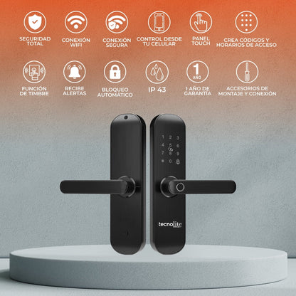Cerradura Inteligente Wifi Multiple Desbloqueo exterior Tecnolite