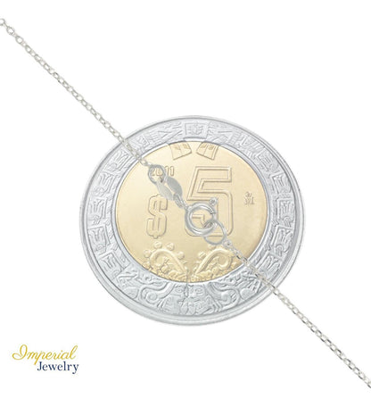 Collar De Cruz De Plata 925 Con Bola Diamantada De 45 Cm