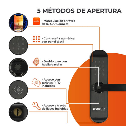 Cerradura Inteligente Wifi Multiple Desbloqueo exterior Tecnolite
