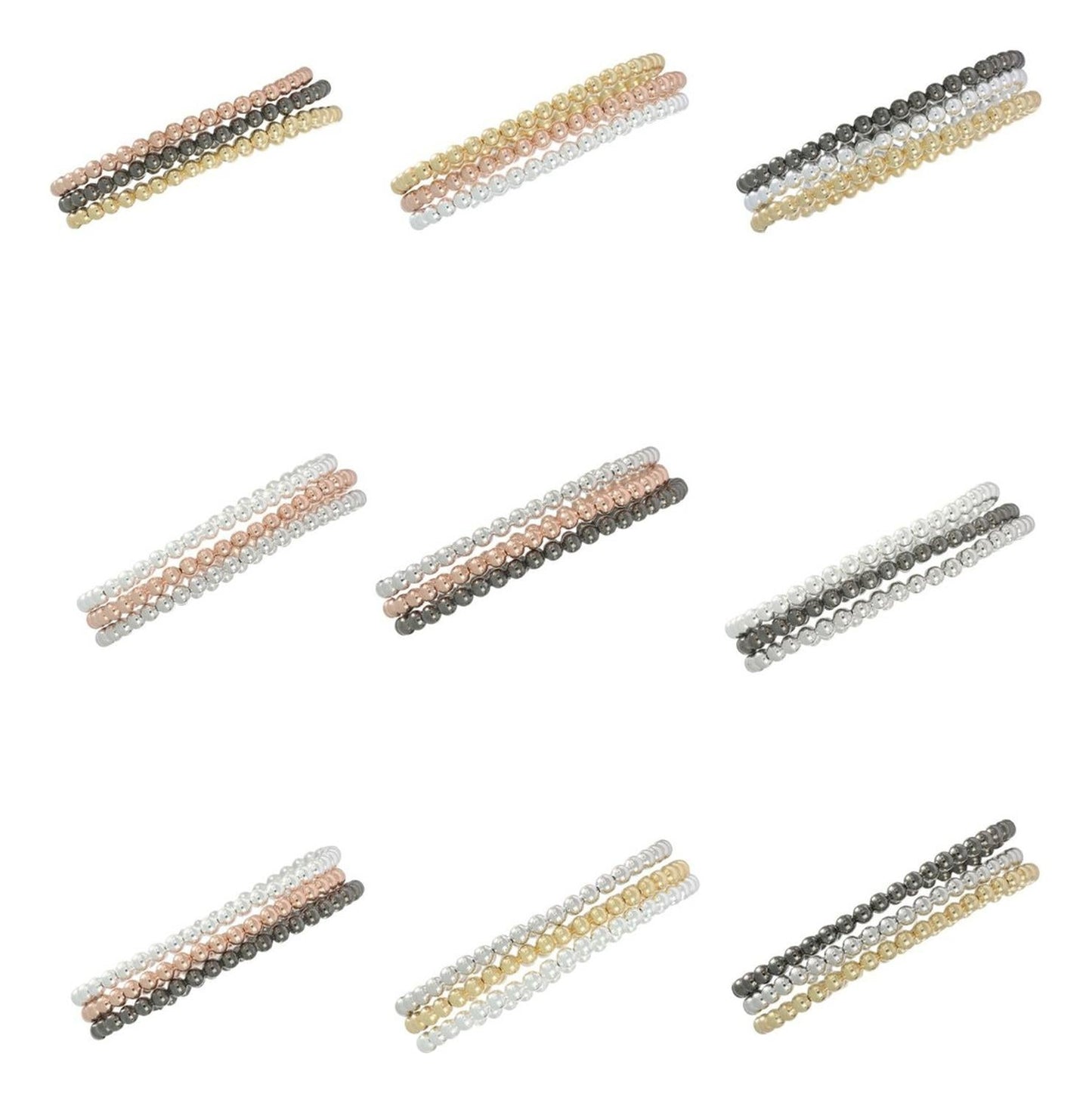 Pulsera De Bolitas De Plata 925 Elastica Con Chapa De Oro