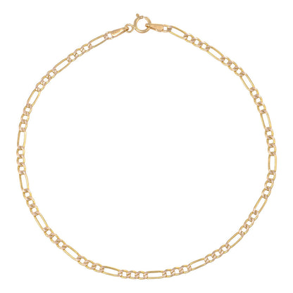 Pulsera Italiana Figaro Pave De 10 Quilates 2.4mm, 21.5 Cm