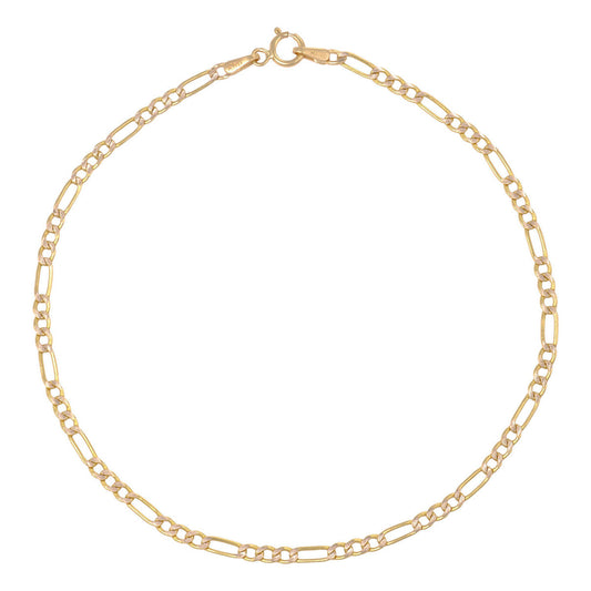 Pulsera Italiana Figaro Pave De 10 Quilates 2.4mm, 21.5 Cm