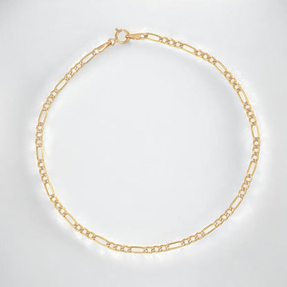 Pulsera Italiana Figaro Pave De 10 Quilates 2.4mm, 21.5 Cm