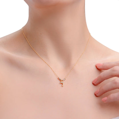 Gargantilla Italiana 10k De Delfin Y Bolas Tricolor