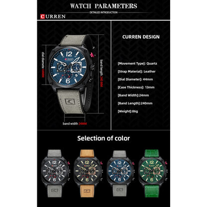 CURREN Reloj Para Hombre Marca Original Multifuncional Puntero Luminoso De Cuero Casual Impermeable Deportes De Negocios Cuarzo CR98LX