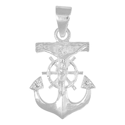 Dije De Cruz Con Forma De Ancla De Plata 925