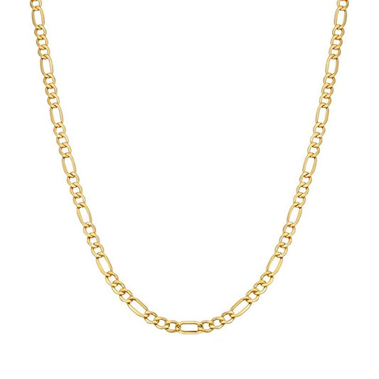 Cadena Italiana Figaro Solida De 10 Quilates 2.6 Mm, 55 Cm