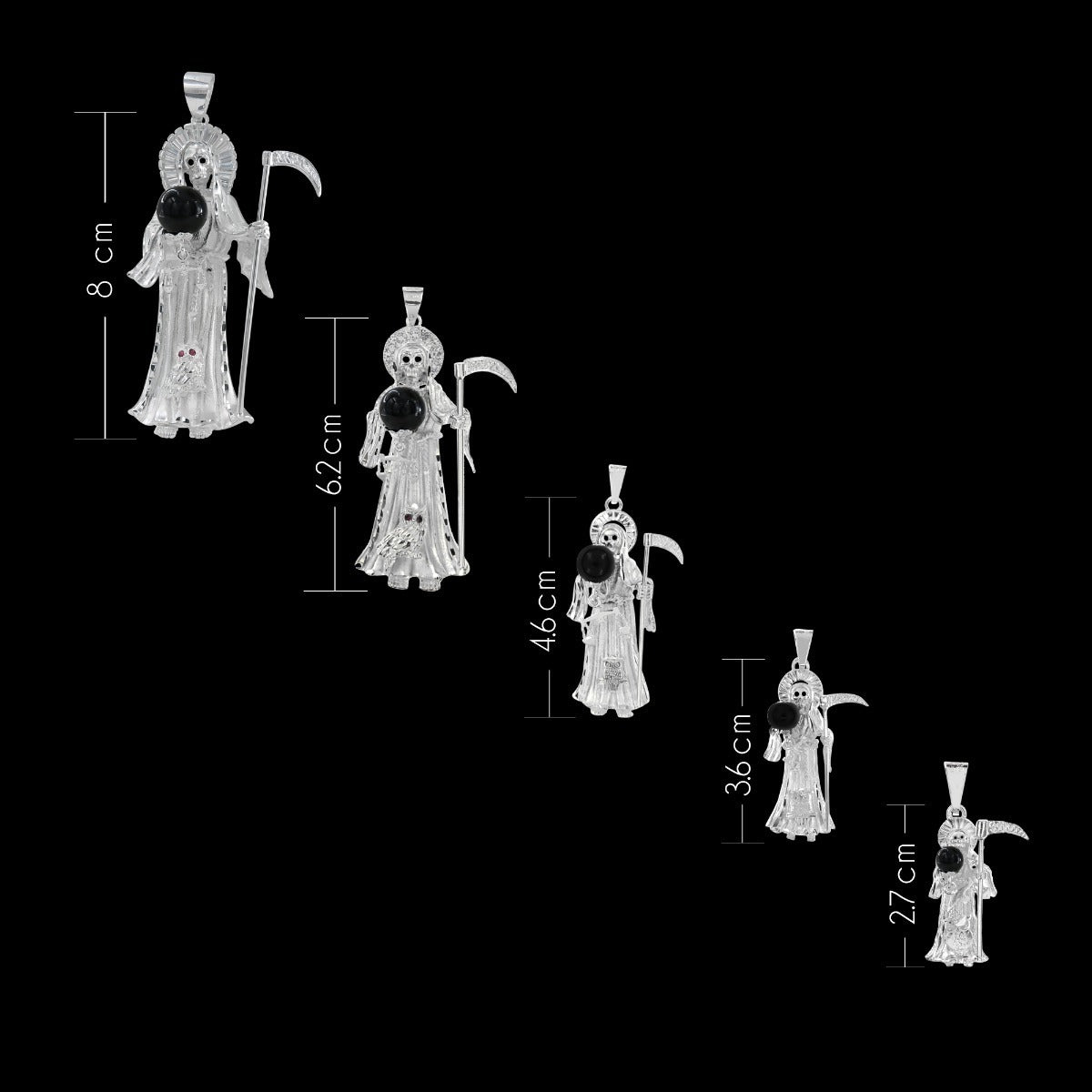 Dije De Santa Muerte De Plata 925 6.2cm