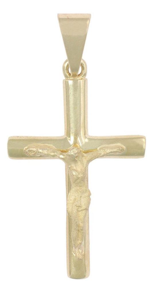 Dije De Cruz Con Cristo Arenado En Oro 10k 1.4 Grm