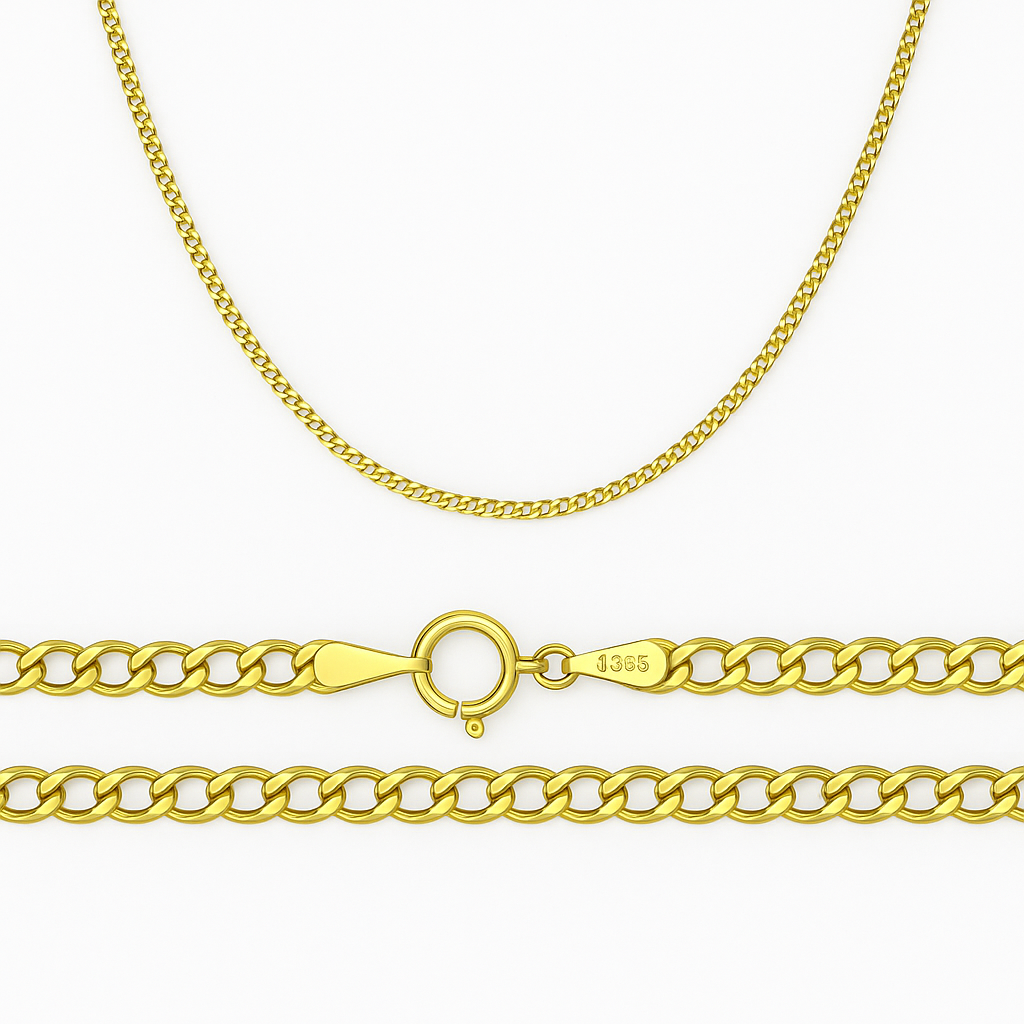 Cadena Italiana De 10k, Estilo Cubana de Calibre 2mm