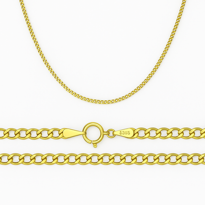 Cadena Italiana De 10k, Estilo Cubana de Calibre 2mm