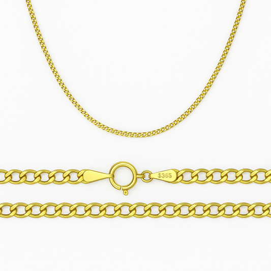 Cadena Italiana De 10k, Estilo Cubana de Calibre 2mm