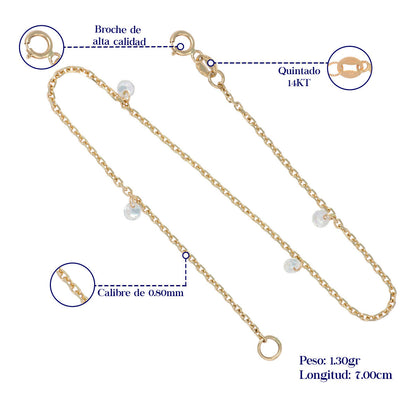 Pulsera Para Mujer De Oro De 14k Con Piedra De 18cm