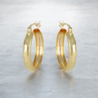 Arracada Bangle De Oro 10k Diamantado Domino, 4mm de Ancho