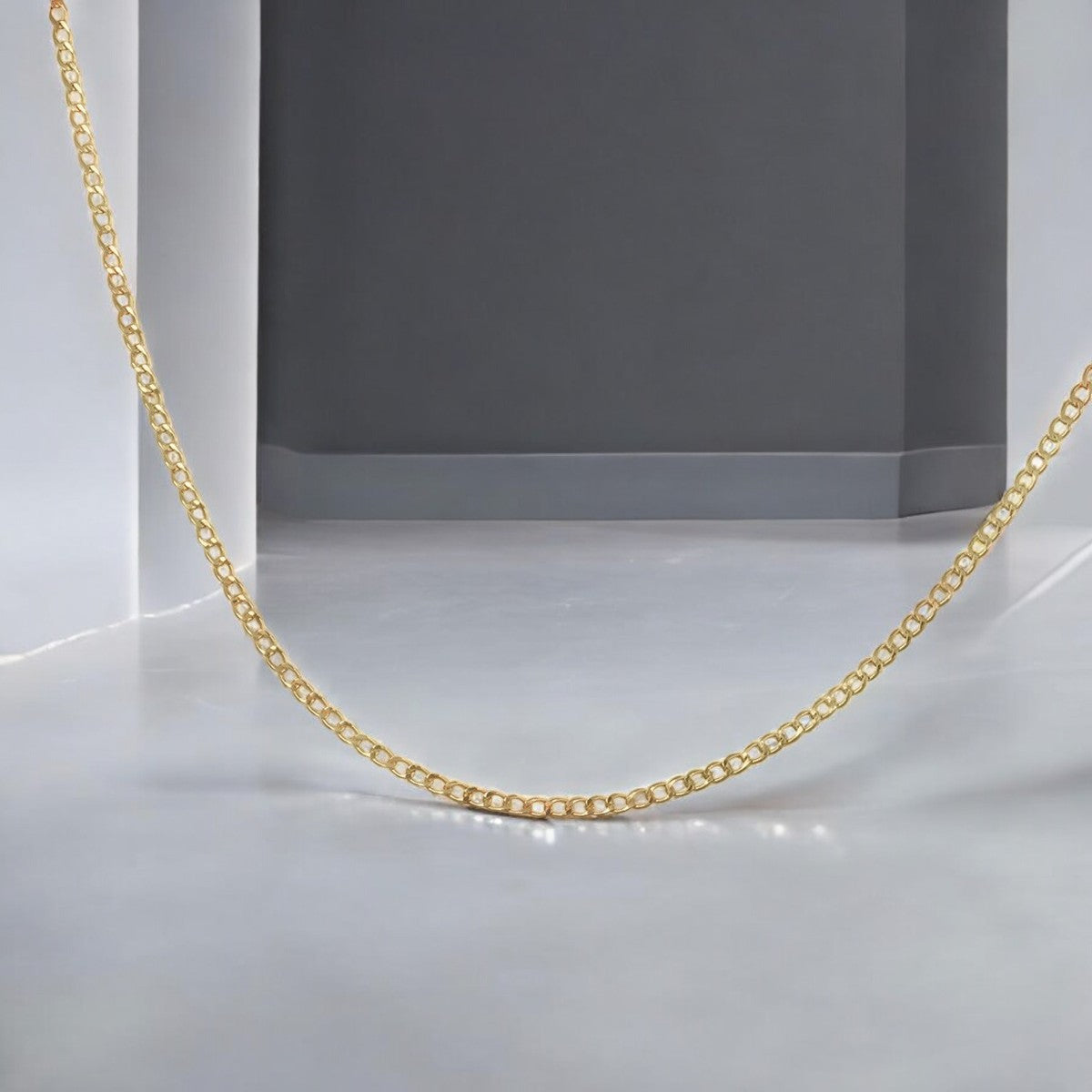 Cadena Italiana De 10k, Estilo Cubana de Calibre 2mm