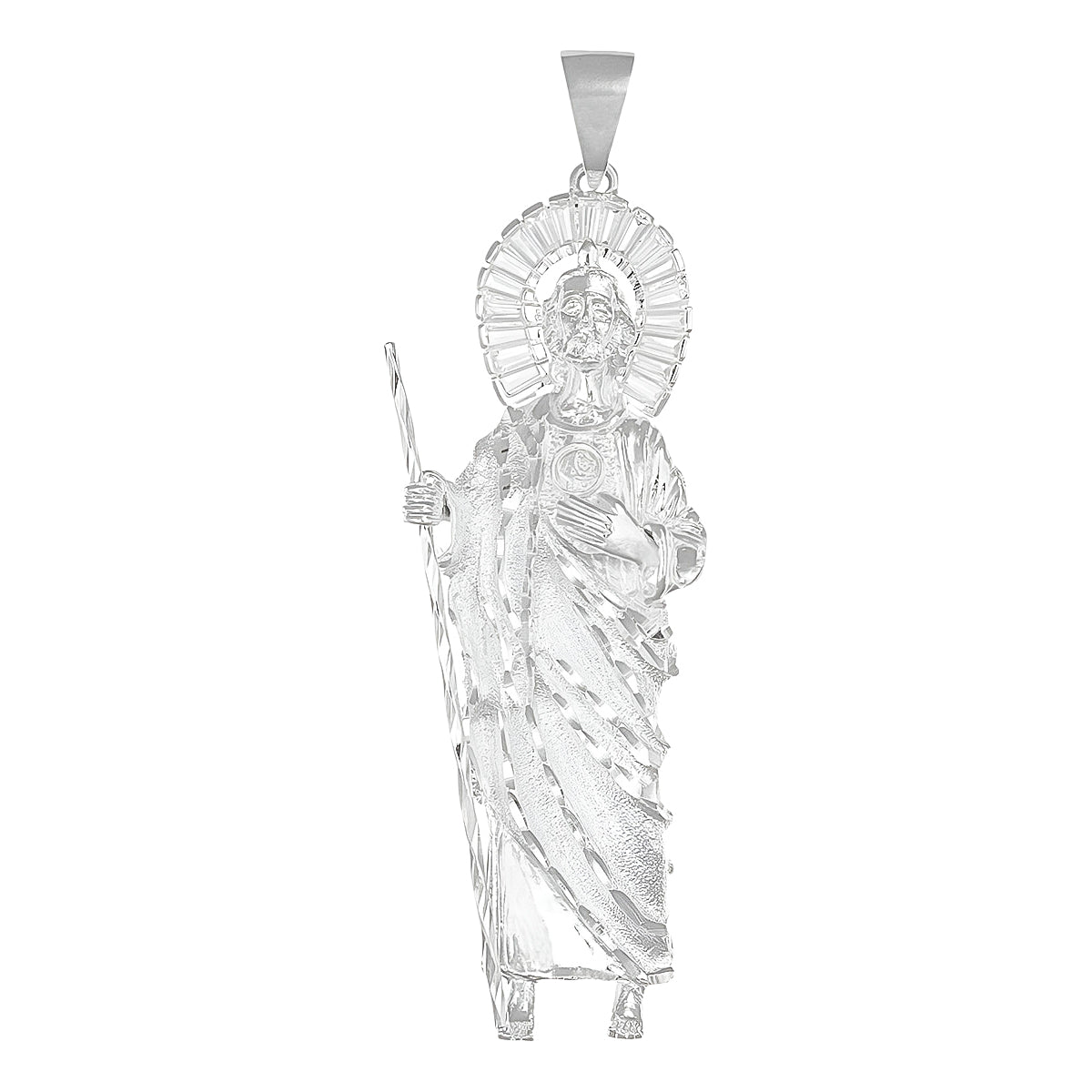 Dije De Plata 925 Figura San Judas 7.8 Cm Para Collar Hombre