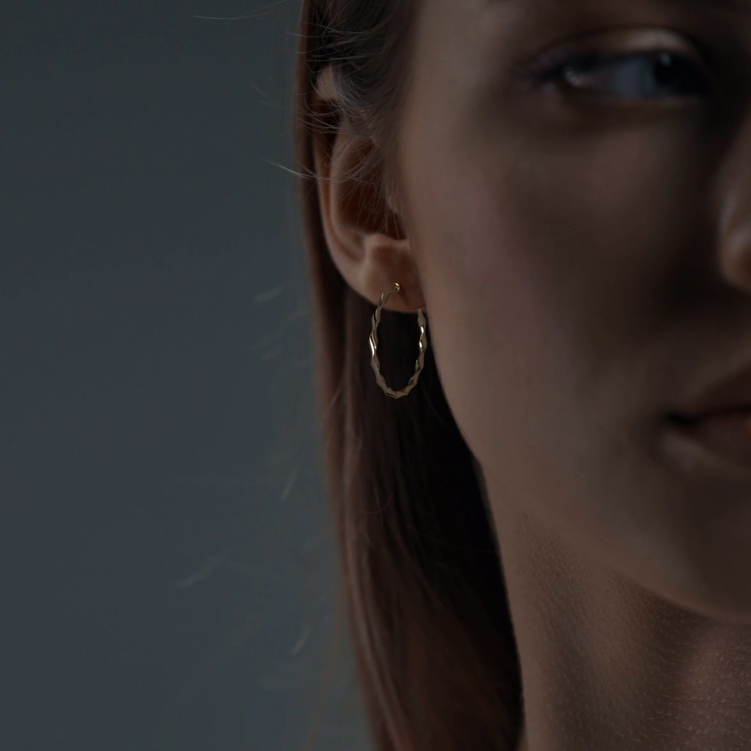 Arracada De Oro Italiana De 14k Torsida