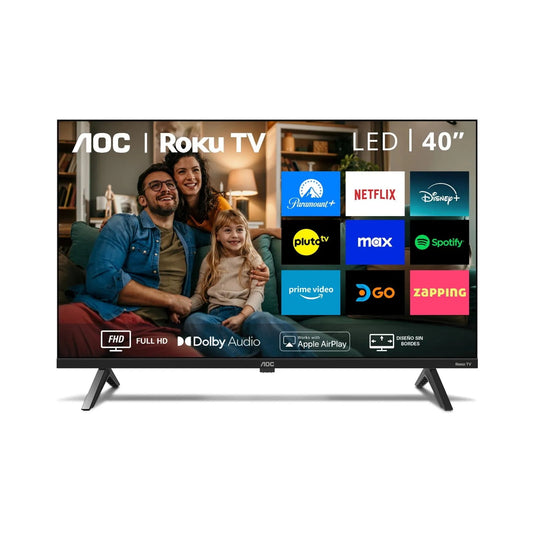 Smart TV AOC 40 Pulgadas LED FHD Roku TV 40S5045 - Compatible con Alexa, Google Home, Airplay