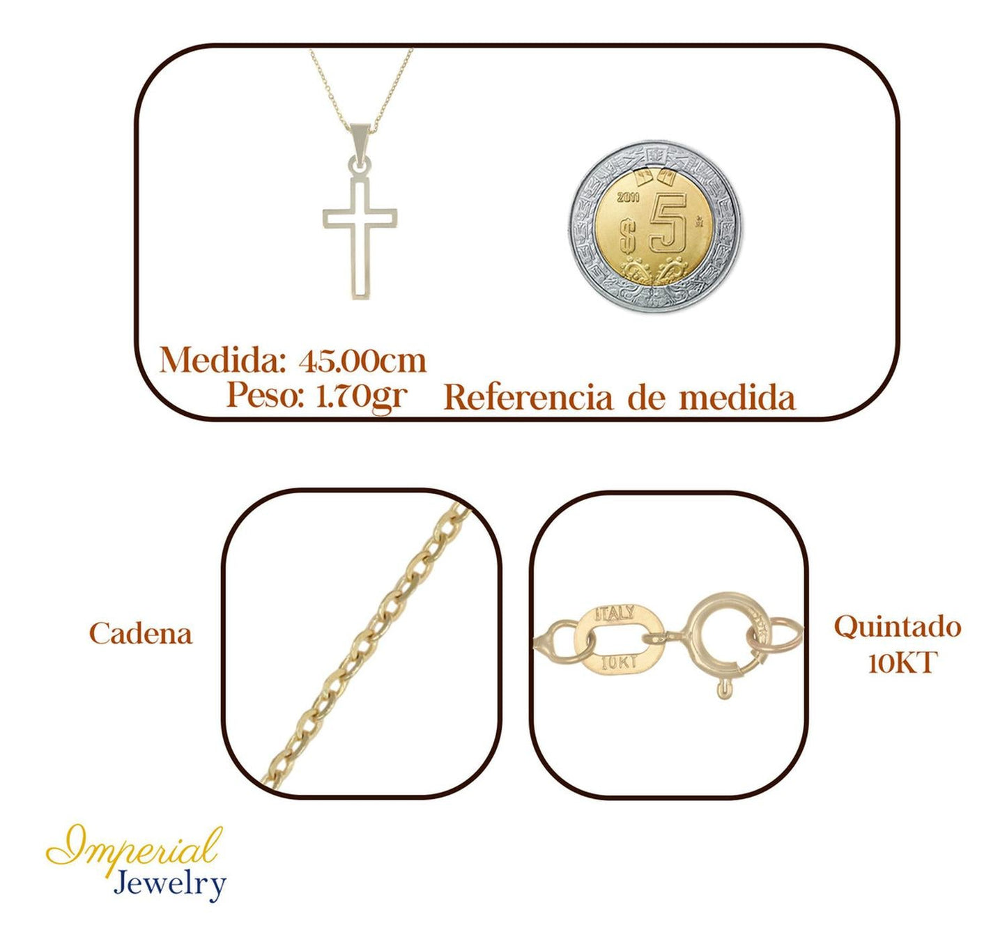 Collar Para Mujer De Oro De 10k De Cruz