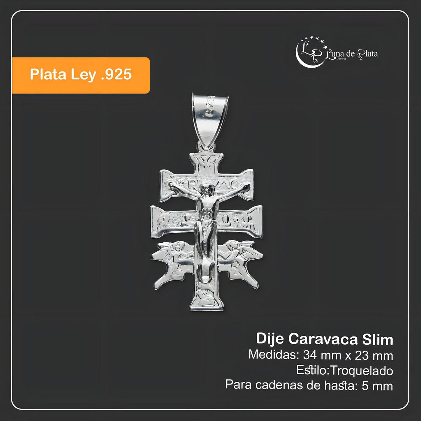 Dije Cruz De Caravaca Slim En Plata .925 Taxco Gro Color Blanco