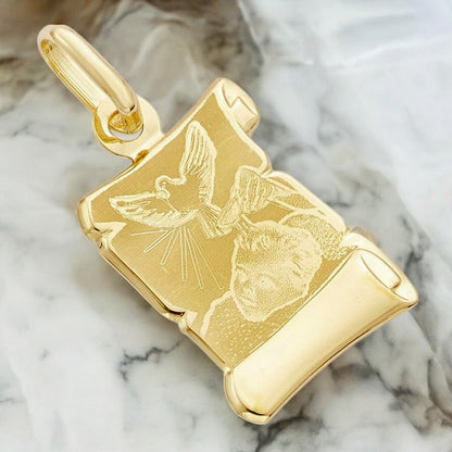 Medalla De Bautizo Italiana De Oro De 14k
