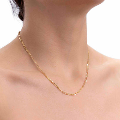 Cadena De Oro Italiano 14k, Estilo Figaro 3x1 Hueca