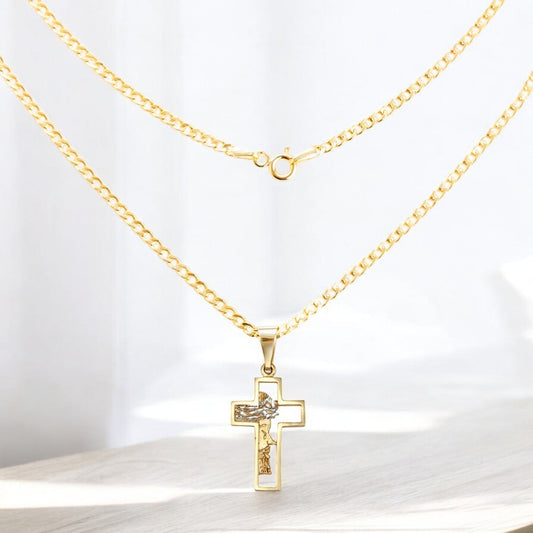 Dije De Cruz Con Rostro De Cristo De Oro De 10k