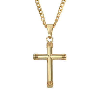 Collar De Cruz De Tubo De Oro De 10k