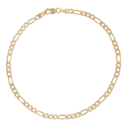 Pulsera Italiana Figaro Pave De 10 Quilates 3.2mm, 18.5 Cm