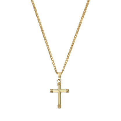 Collar De Cruz De Tubo De Oro De 10k
