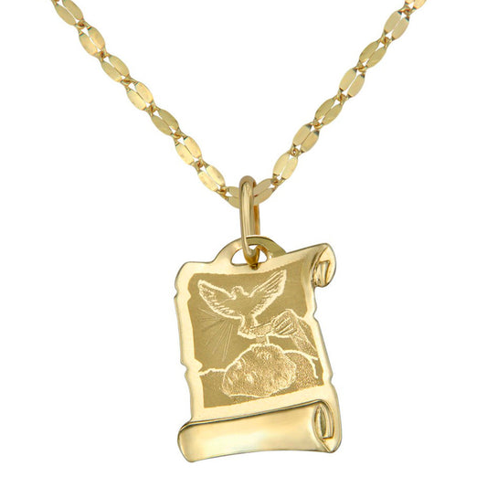 Collar Con Medalla De Bautizo Italiana De Oro De 10k