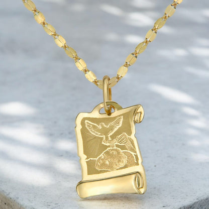 Collar Con Medalla De Bautizo Italiana De Oro De 14k