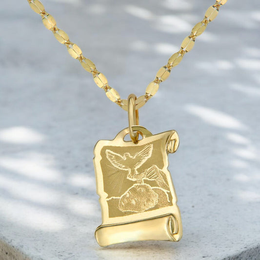 Collar Con Medalla De Bautizo Italiana De Oro De 14k